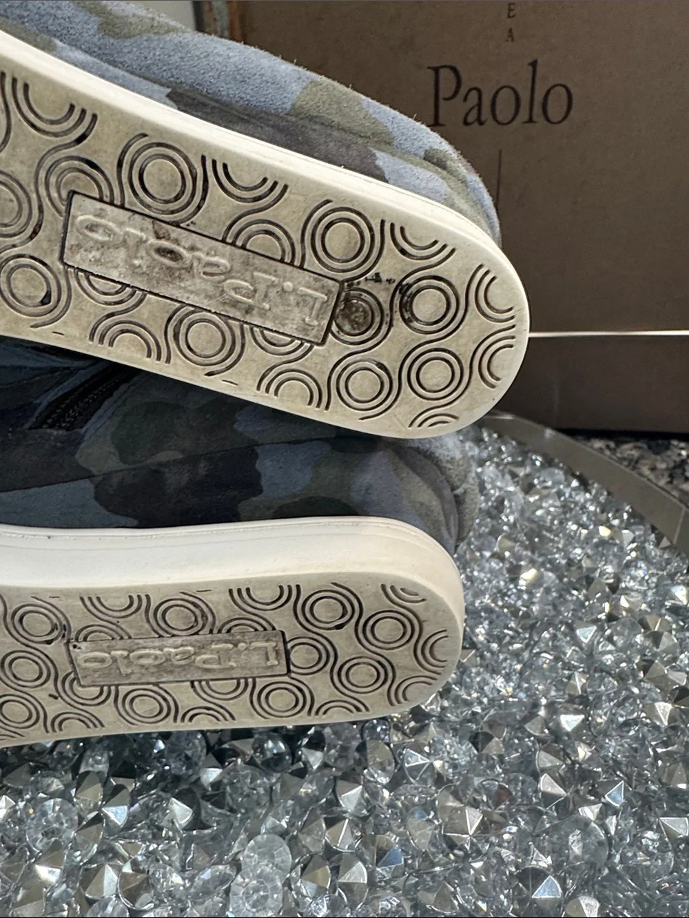 Lines Paolo suede Green and blue Camo Wedge Sneaker